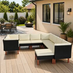 9 Piece Garden Lounge Set – Dimensions and Materials Inside