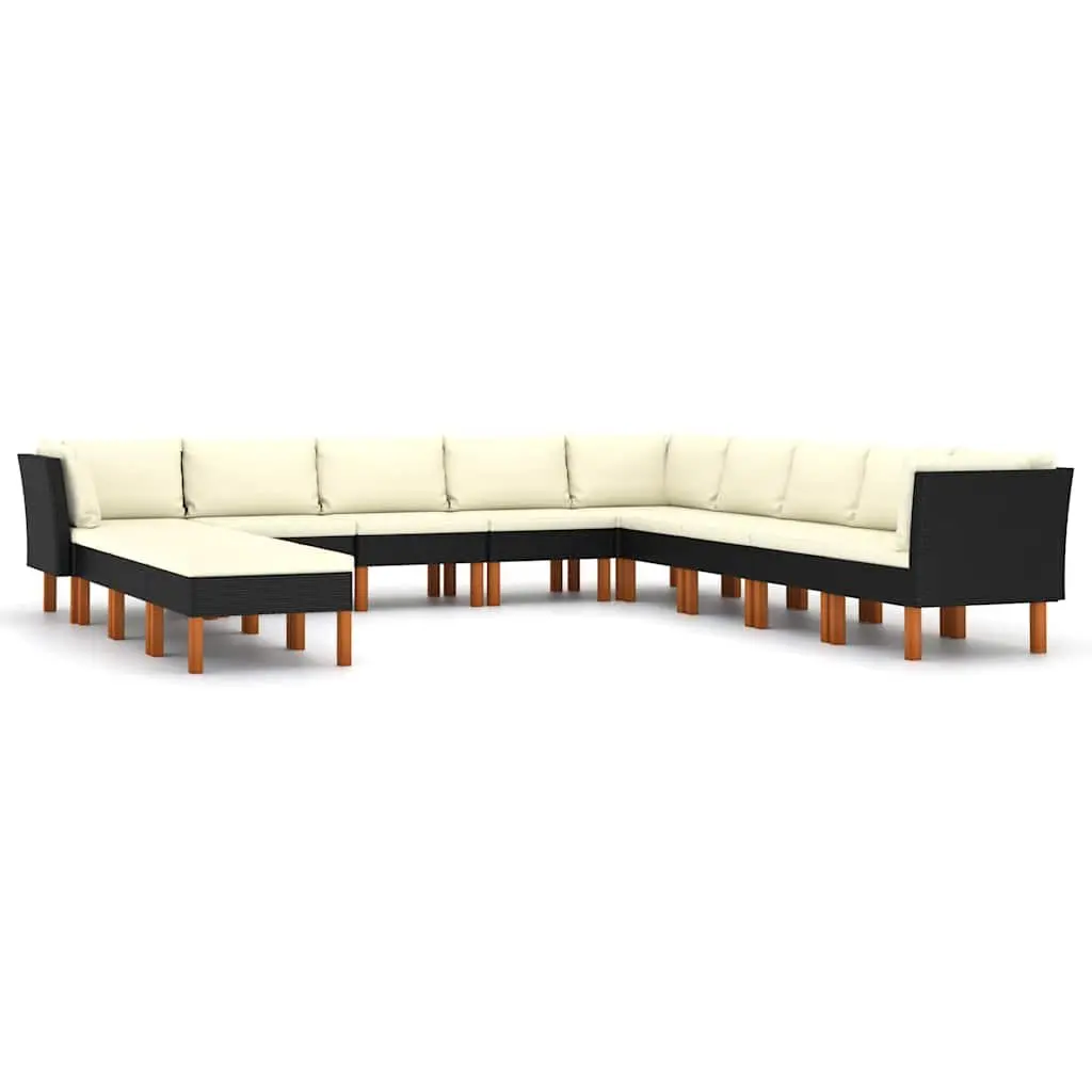 Garden Lounge Set Outdoor Furniture 12 Piece Poly Rattan Sofa with Cushions