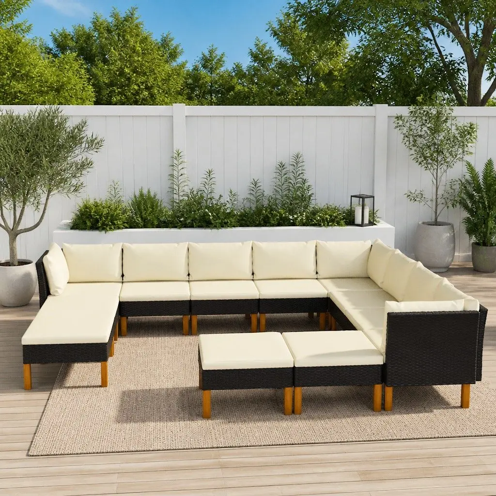 Garden Lounge Set 12 Piece Outdoor Sofa Black Patio