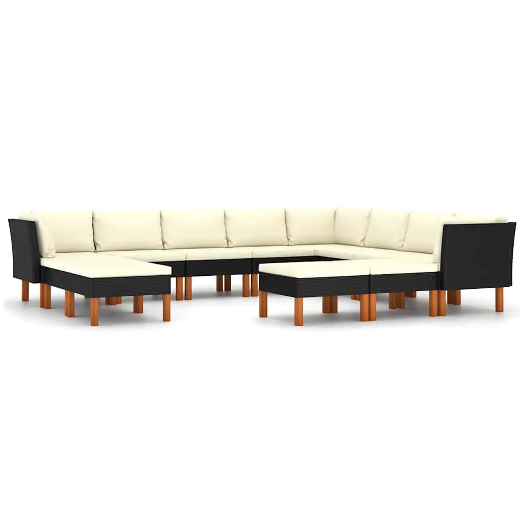Garden Lounge Set 12 Piece Outdoor Sofa Black Patio