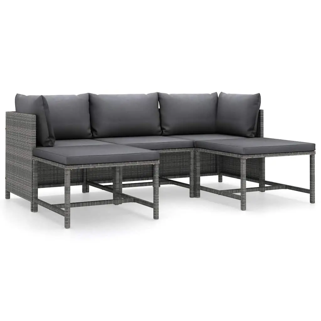 Garden Lounge Set Outdoor Furniture Modular 5 Piece Grey