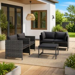 5-Piece Poly Rattan Lounge Set: Specifications and Features