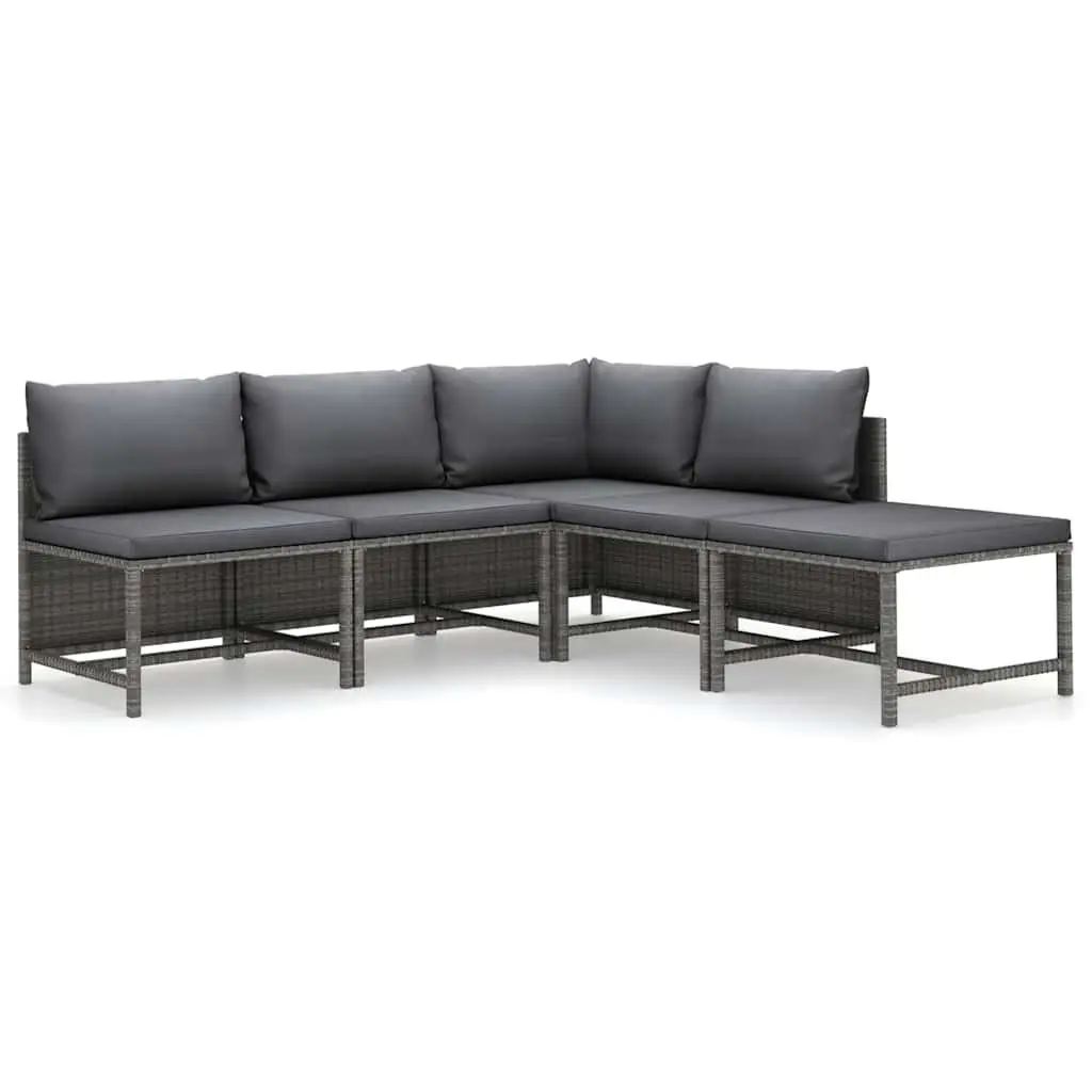 5 Piece Grey Garden Lounge Set
