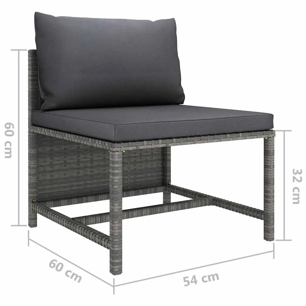 Outdoor Garden Lounge Set 6 Piece Grey Poly Rattan Furniture with Cushions