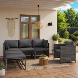 6 Piece Outdoor Lounge Set: Dimensions and Materials Inside