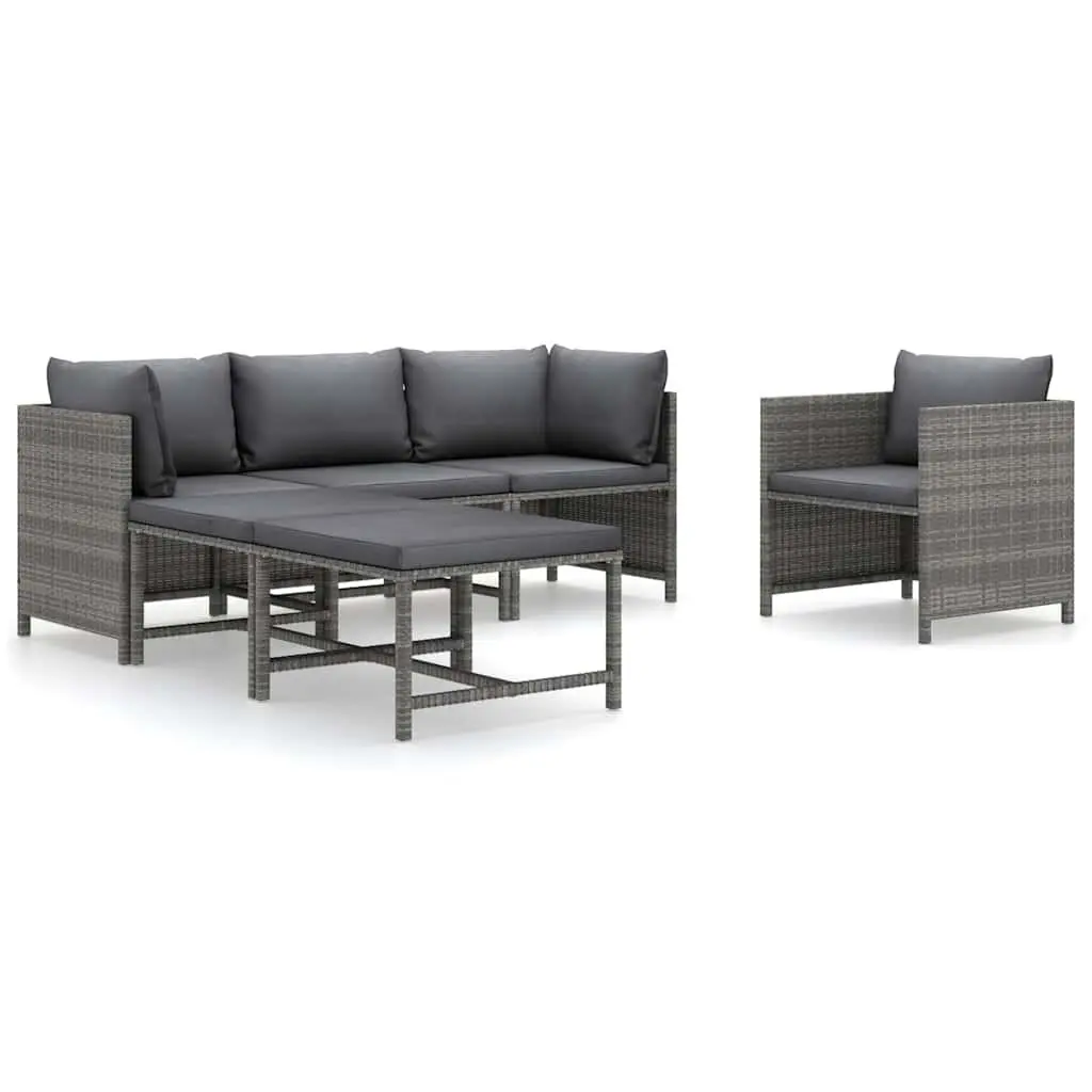 Garden Lounge Set Outdoor Furniture 6 Piece Grey