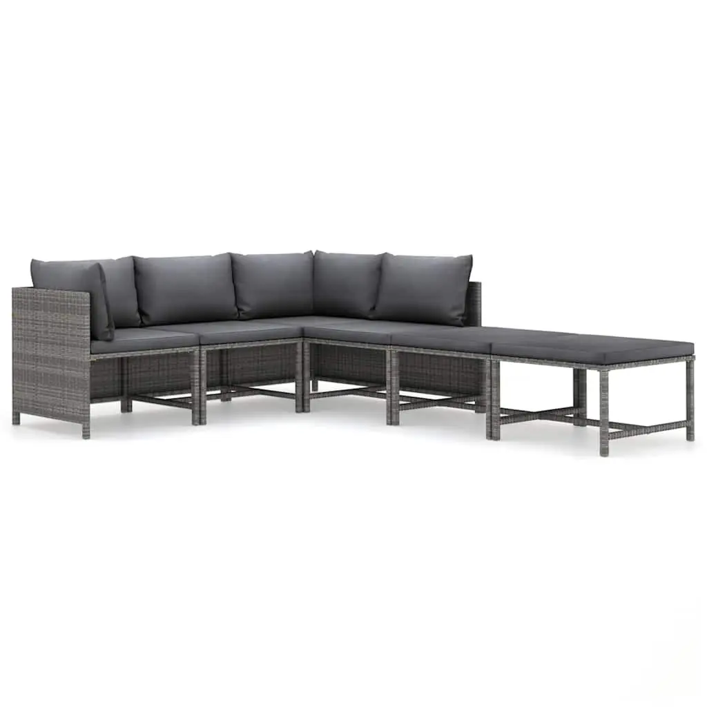 6-Piece Grey Poly Rattan Outdoor Set