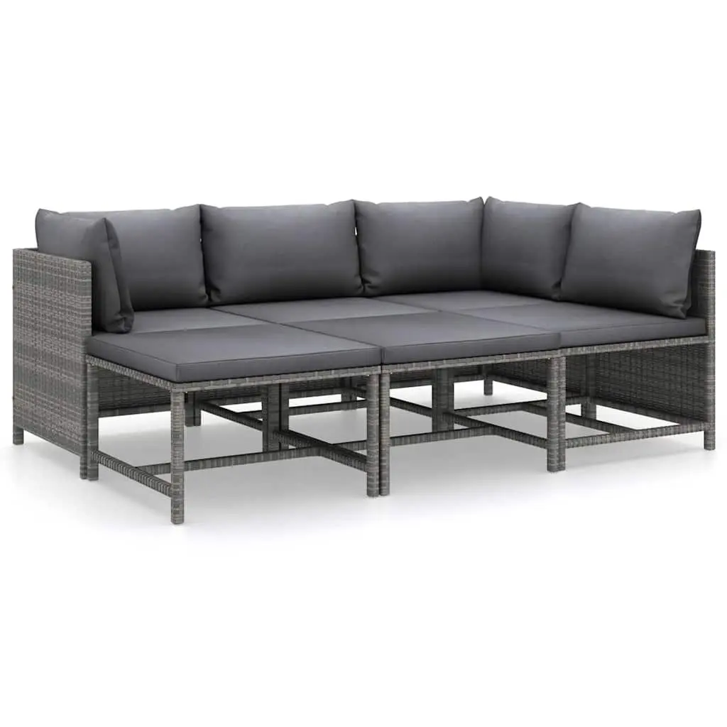6-Piece Grey Poly Rattan Outdoor Set