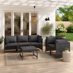 Specifications of 6-Piece Poly Rattan Garden Lounge Set