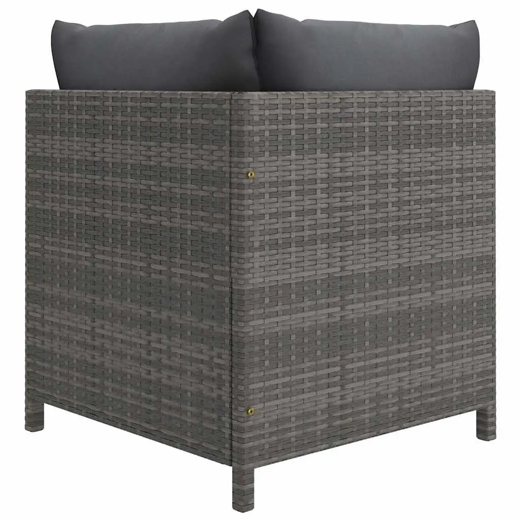 Garden Lounge Set 6 Piece Outdoor Furniture Grey Poly Rattan with Cushions