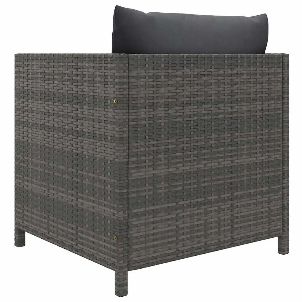 Outdoor Garden Lounge Set 7 Piece Poly Rattan Grey with Cushions Modular