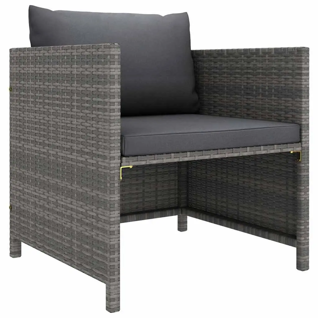 Outdoor Garden Lounge Set 7 Piece Poly Rattan Grey with Cushions Modular