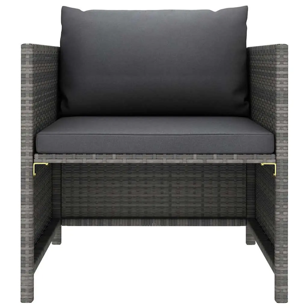 Outdoor Garden Lounge Set 7 Piece Poly Rattan Grey with Cushions Modular