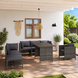 8-Piece Modular Garden Lounge Set with Comfortable Cushions