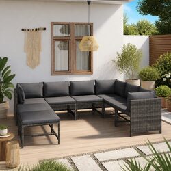 Specifications of 8-Piece Garden Lounge Set with Grey Cushions