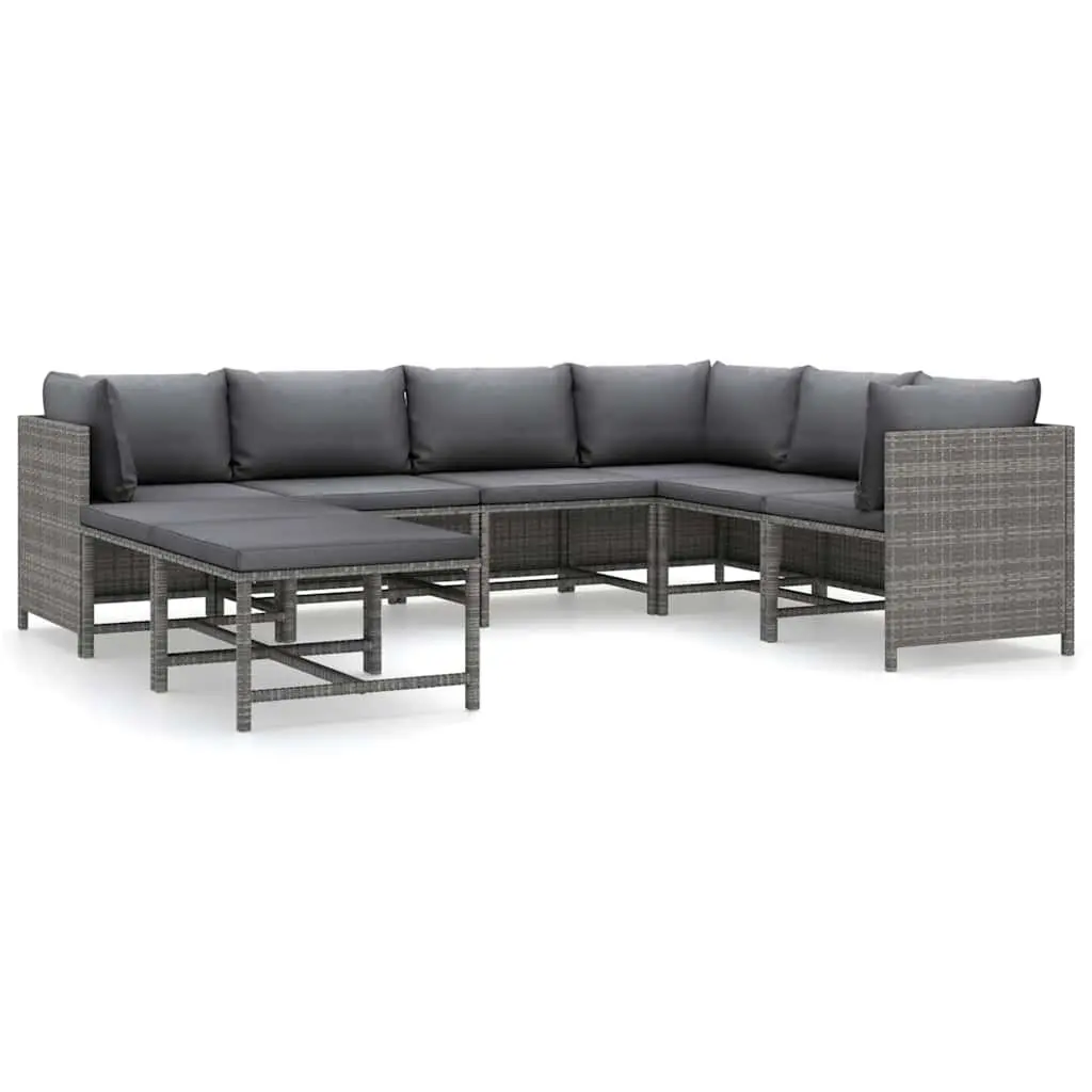 Garden Lounge Set Outdoor Furniture 8 Piece Modular Grey with Cushions