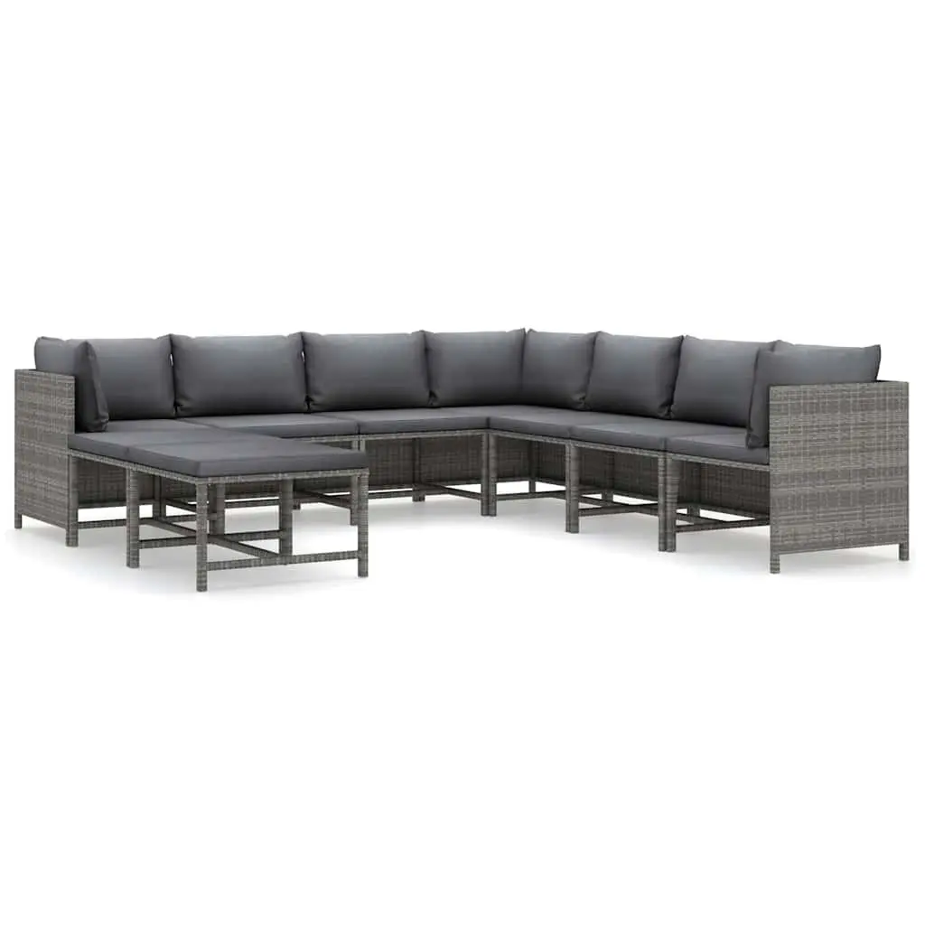 Garden Lounge Set Modular Outdoor Furniture 9 Piece Grey Cushions