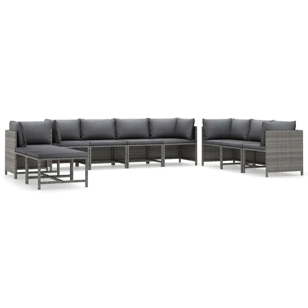 Garden Lounge Set Outdoor Furniture 10 Piece Grey