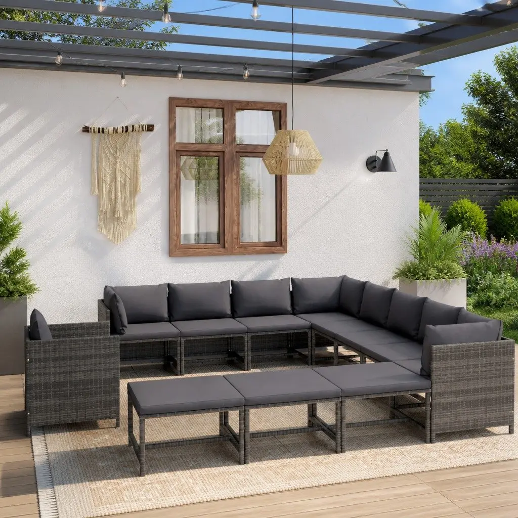 Garden Lounge Set 12 Piece Outdoor Furniture Modular Grey