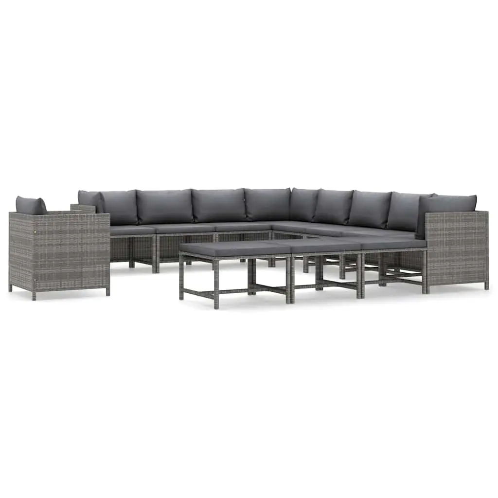 Garden Lounge Set 12 Piece Outdoor Furniture Modular Grey