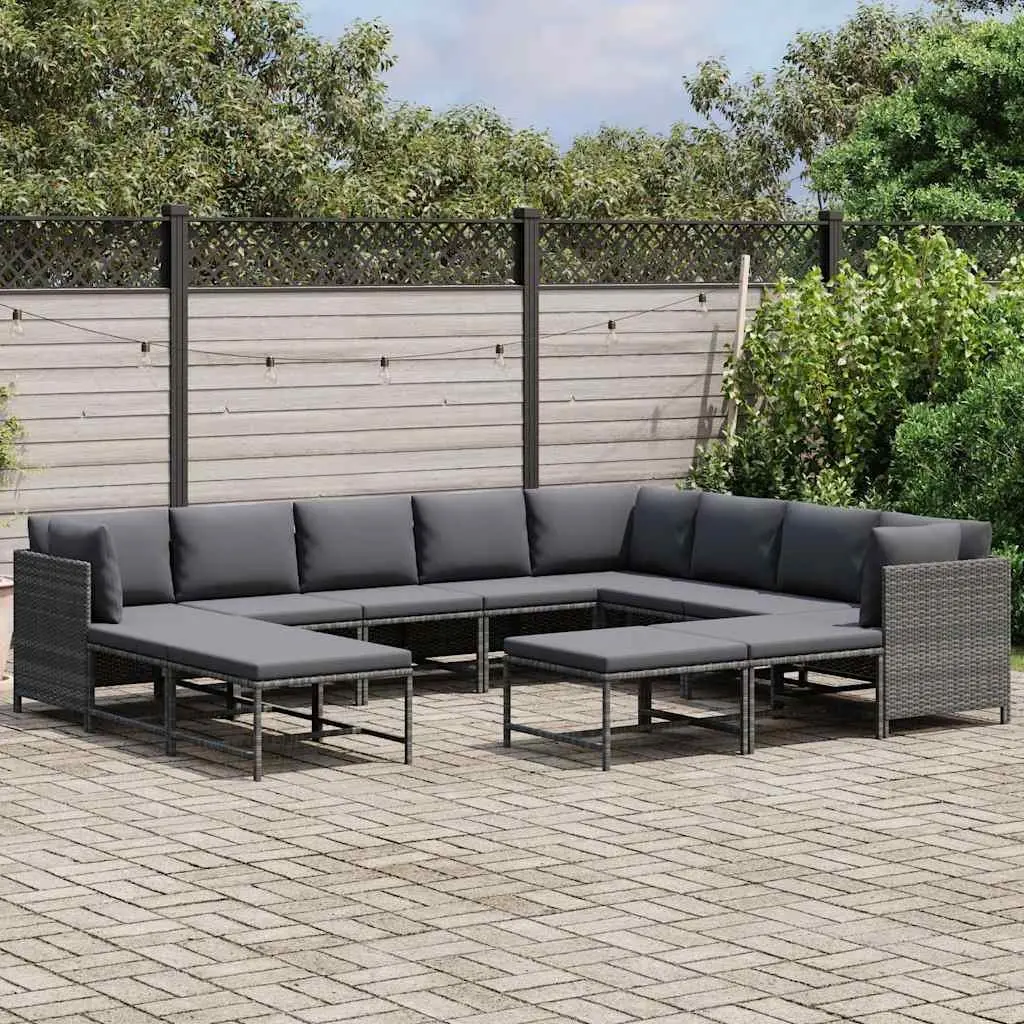 Garden Lounge Set 12 Piece Outdoor Furniture Grey Modular