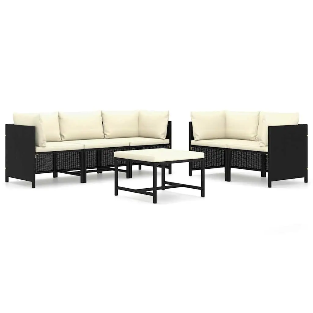 6 Piece Poly Rattan Outdoor Lounge Set with Cushions for Garden and Patio