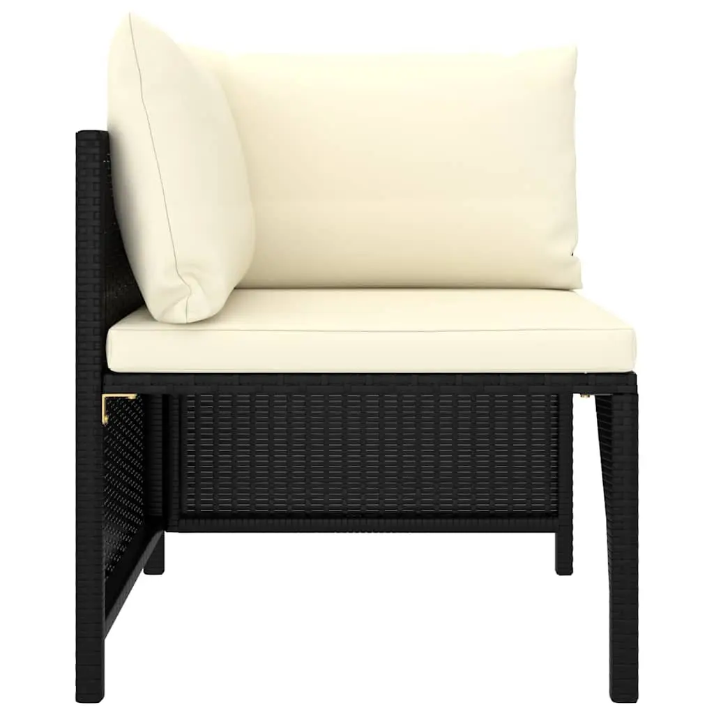 Garden Lounge Set Outdoor Use 6 Piece Black Poly Rattan Furniture with Cushions