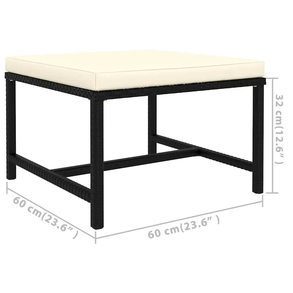 6PieceOutdoorLoungeSetforGardenandPatioBlackwithCushionsModularDesignPErattanandSteelFrameLightweightandEasytoClean