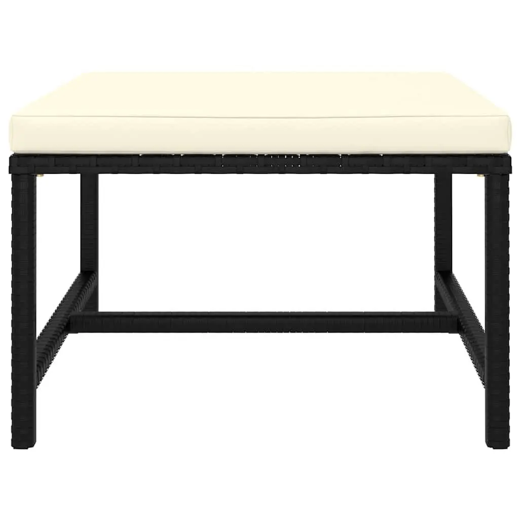 6PieceOutdoorLoungeSetforGardenandPatioBlackwithCushionsModularDesignPErattanandSteelFrameLightweightandEasytoClean