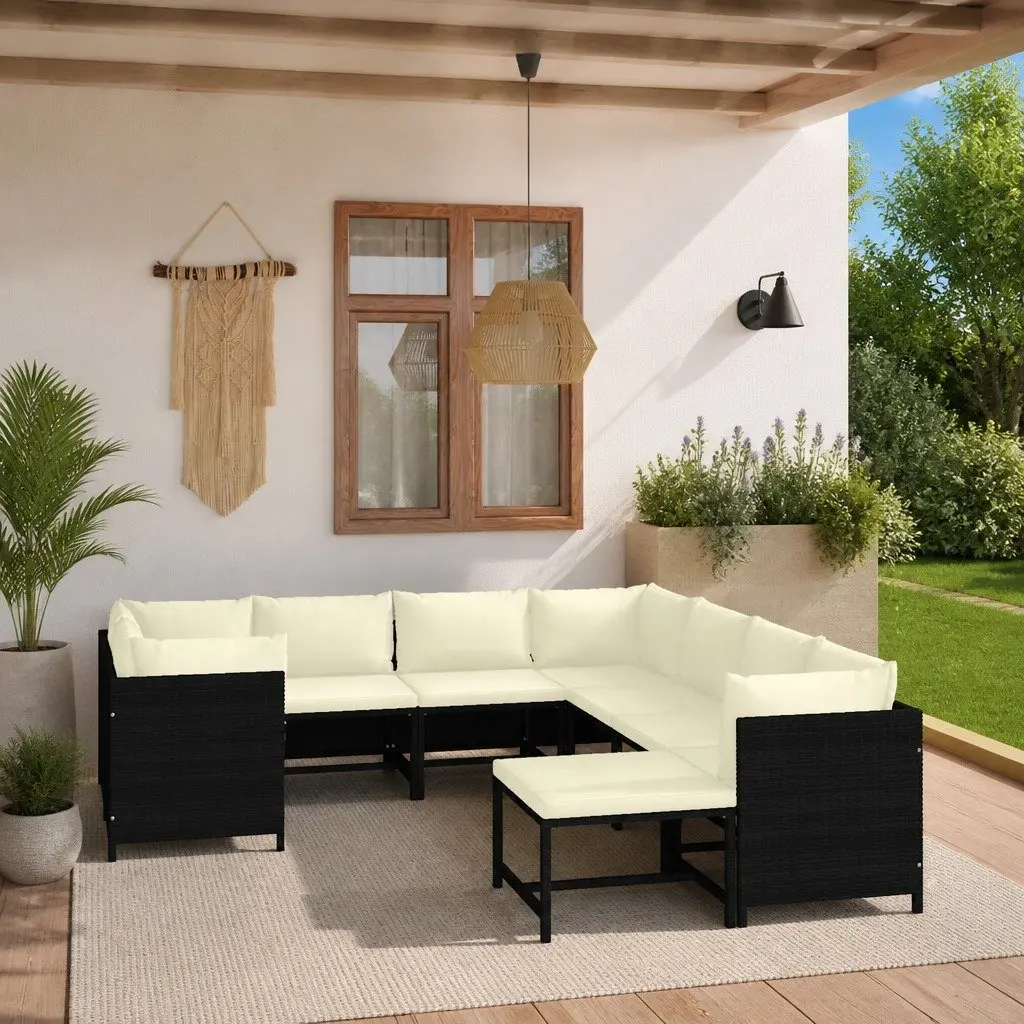 9-Piece Poly Rattan Garden Set