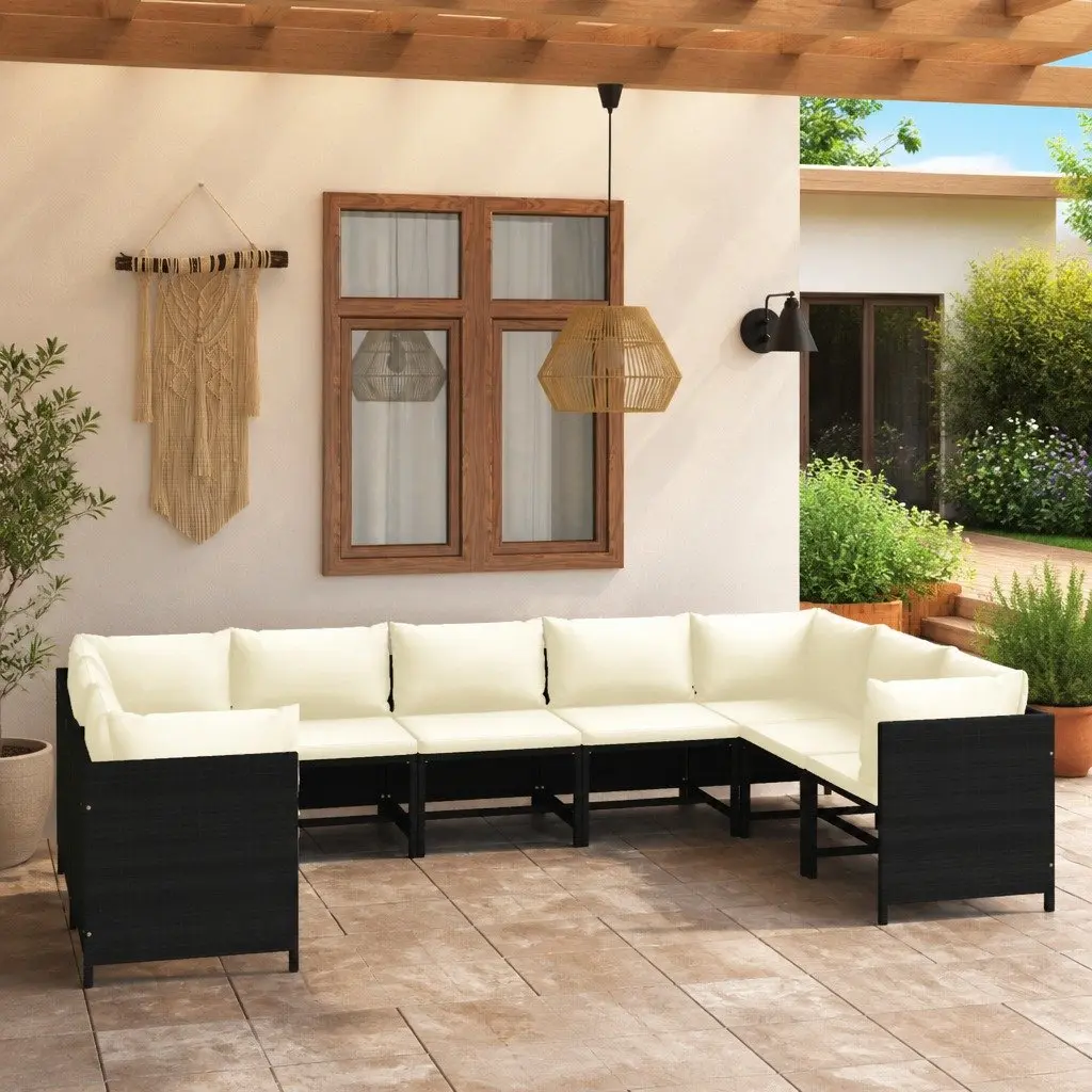 Garden Lounge Set Outdoor Furniture 9 Piece Modular Patio Black