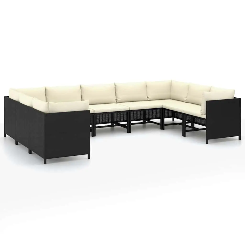 Garden Lounge Set Outdoor Furniture 9 Piece Modular Patio Black