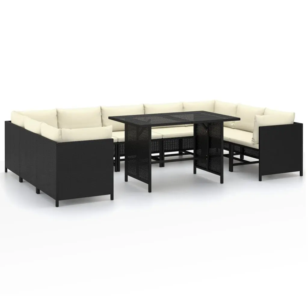 Garden Lounge Set Outdoor Furniture 10 Piece Black