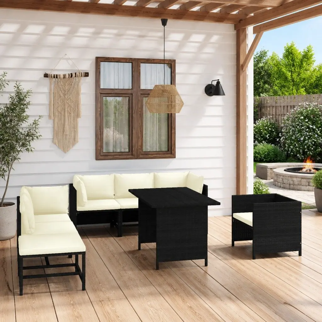 Outdoor Garden Lounge Set 8 Piece Poly Rattan Modular Furniture with Cushions