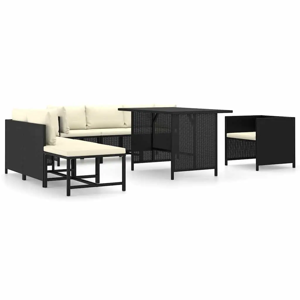 Outdoor Garden Lounge Set 8 Piece Poly Rattan Modular Furniture with Cushions