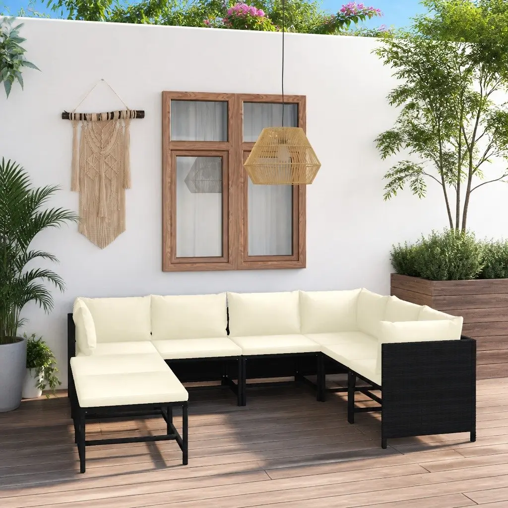 Garden Lounge Set Outdoor Furniture 8 Piece Black