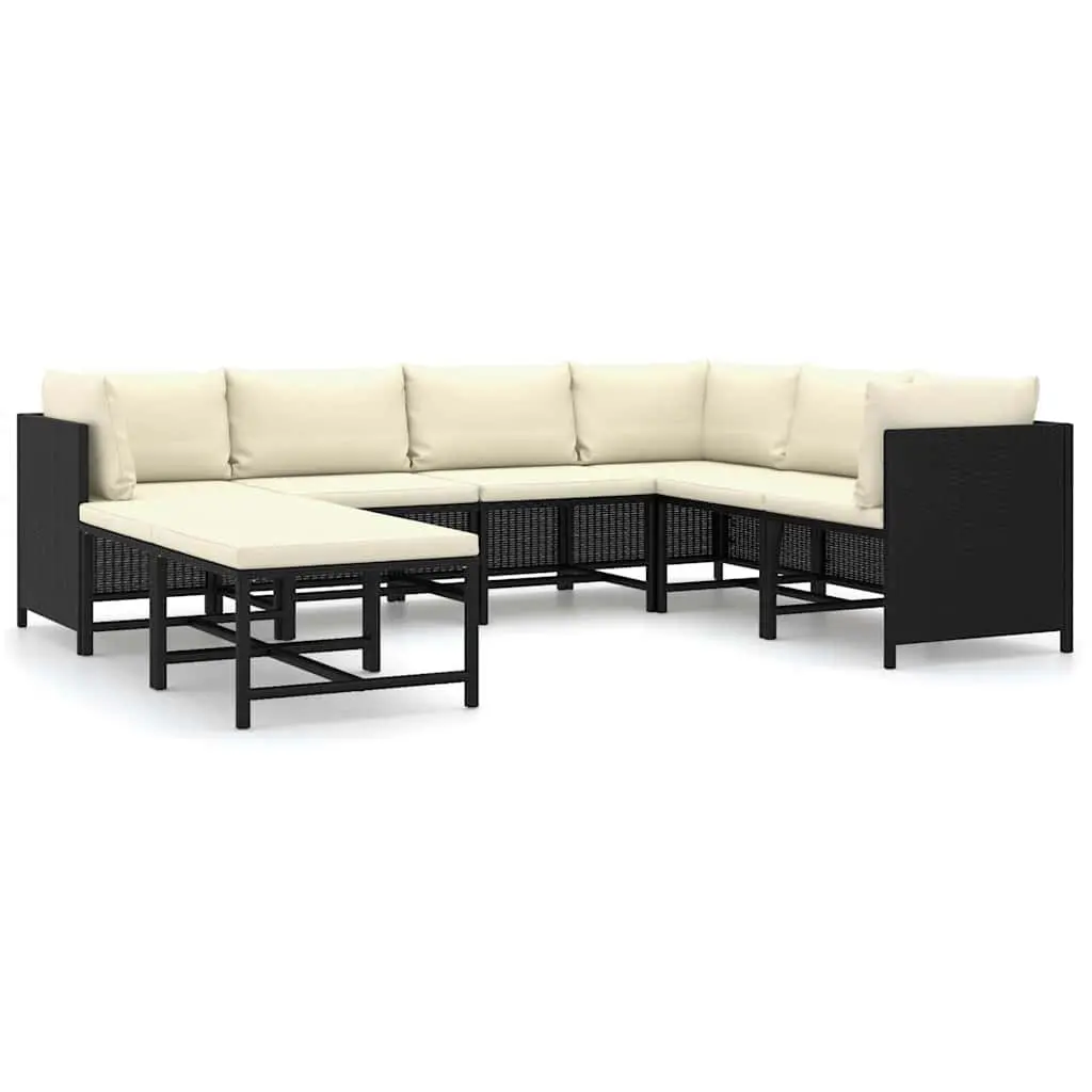 Garden Lounge Set Outdoor Furniture 8 Piece Black