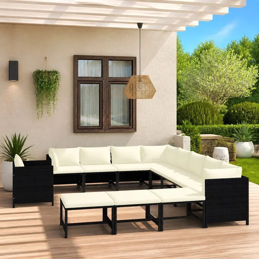 Garden Lounge Set 12 Piece Outdoor Furniture Black for Patio and Garden