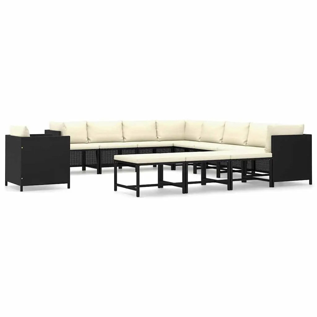 Garden Lounge Set 12 Piece Outdoor Furniture Black for Patio and Garden