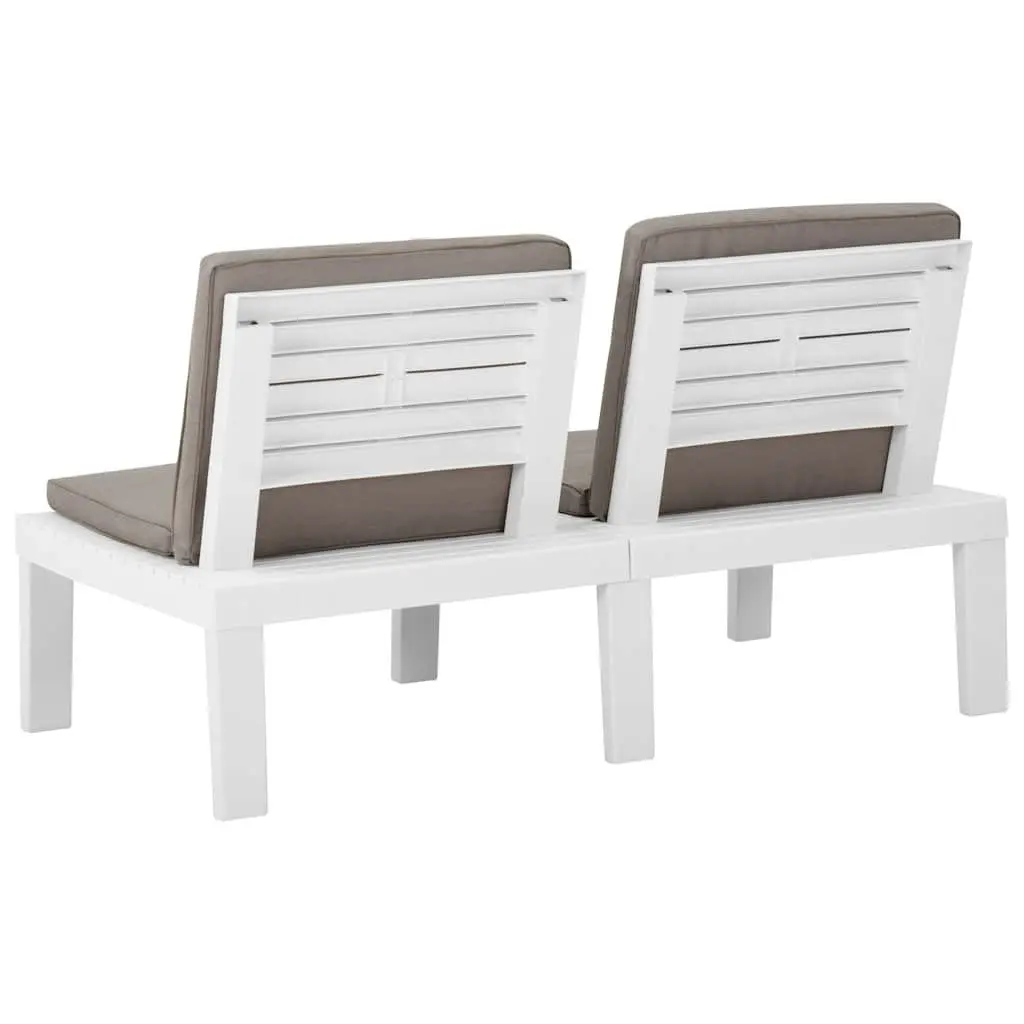 Outdoor Garden Lounge Benches with Cushions 2 Piece Set White