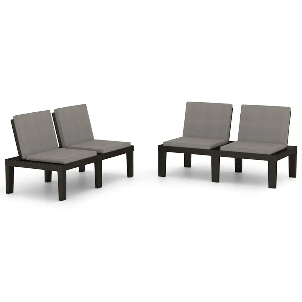 Outdoor Lounge Benches 2 Piece Grey Padded Cushions for Garden Seating