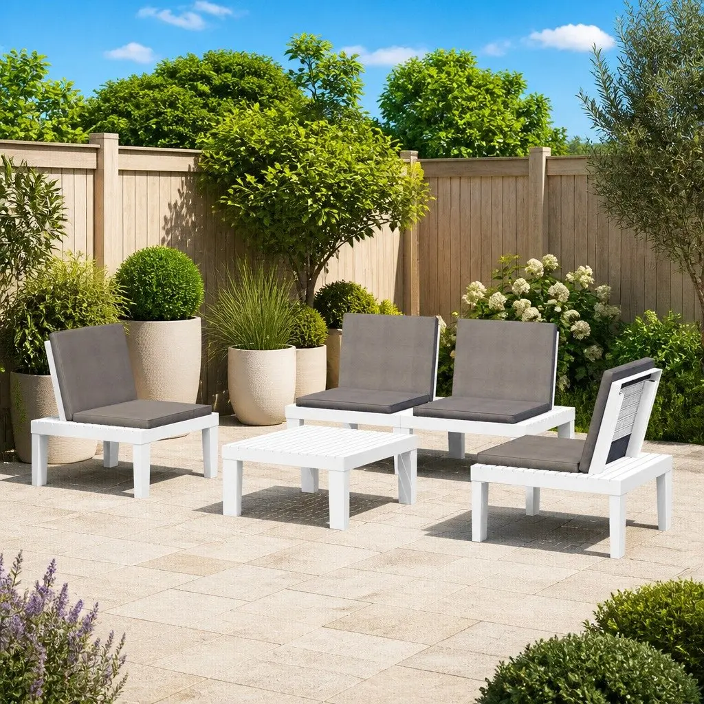 Garden Lounge Set Outdoor Furniture 4 Piece White