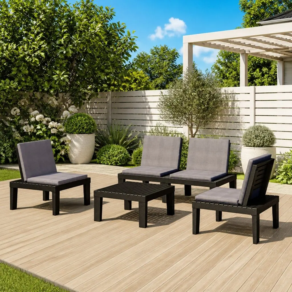 4 Piece Garden Lounge Set Outdoor Furniture Grey
