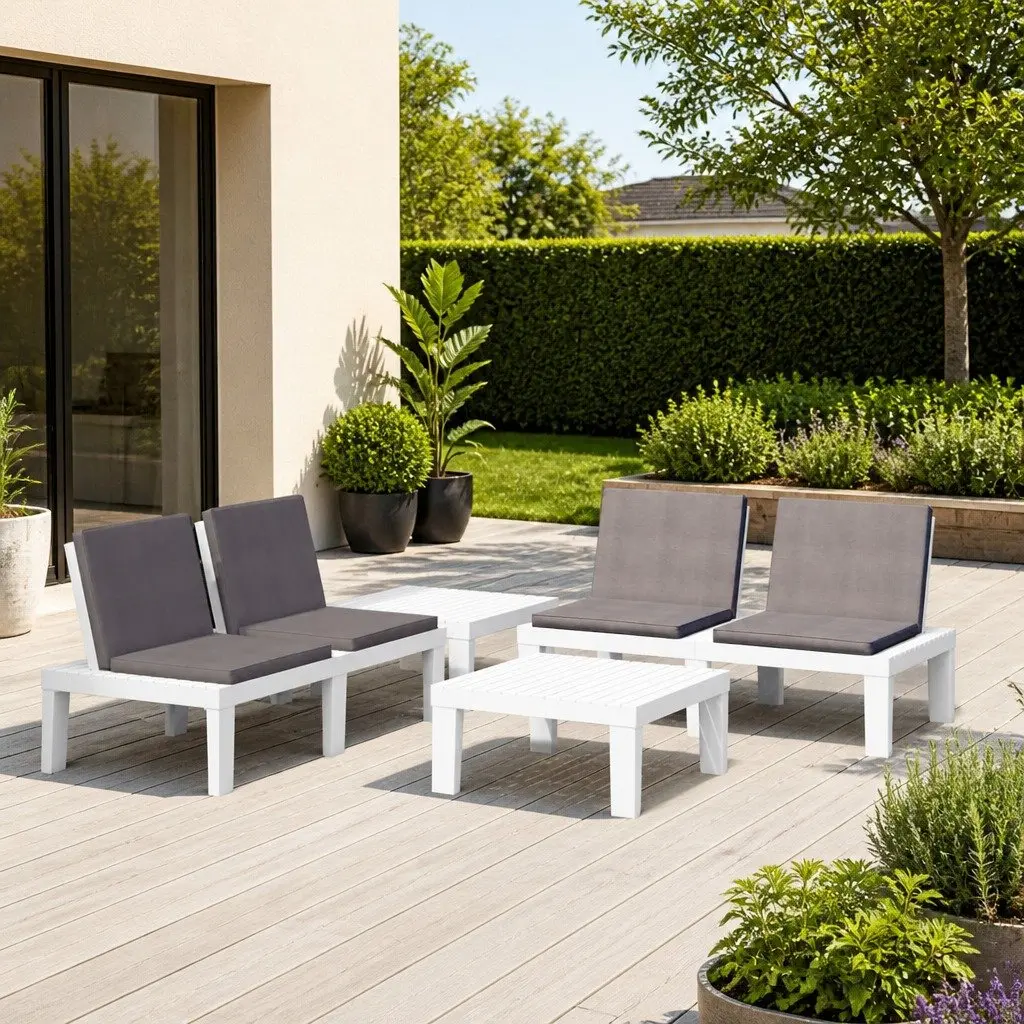 4 Piece Outdoor Lounge Set Garden Furniture Seating with Cushions Table