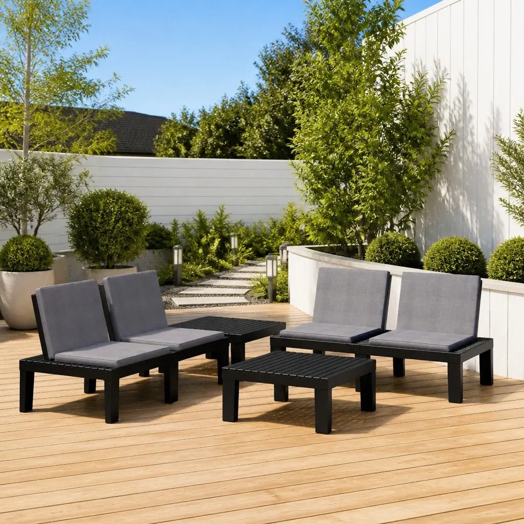 4 Piece Outdoor Lounge Set Grey Patio Furniture Garden Seating