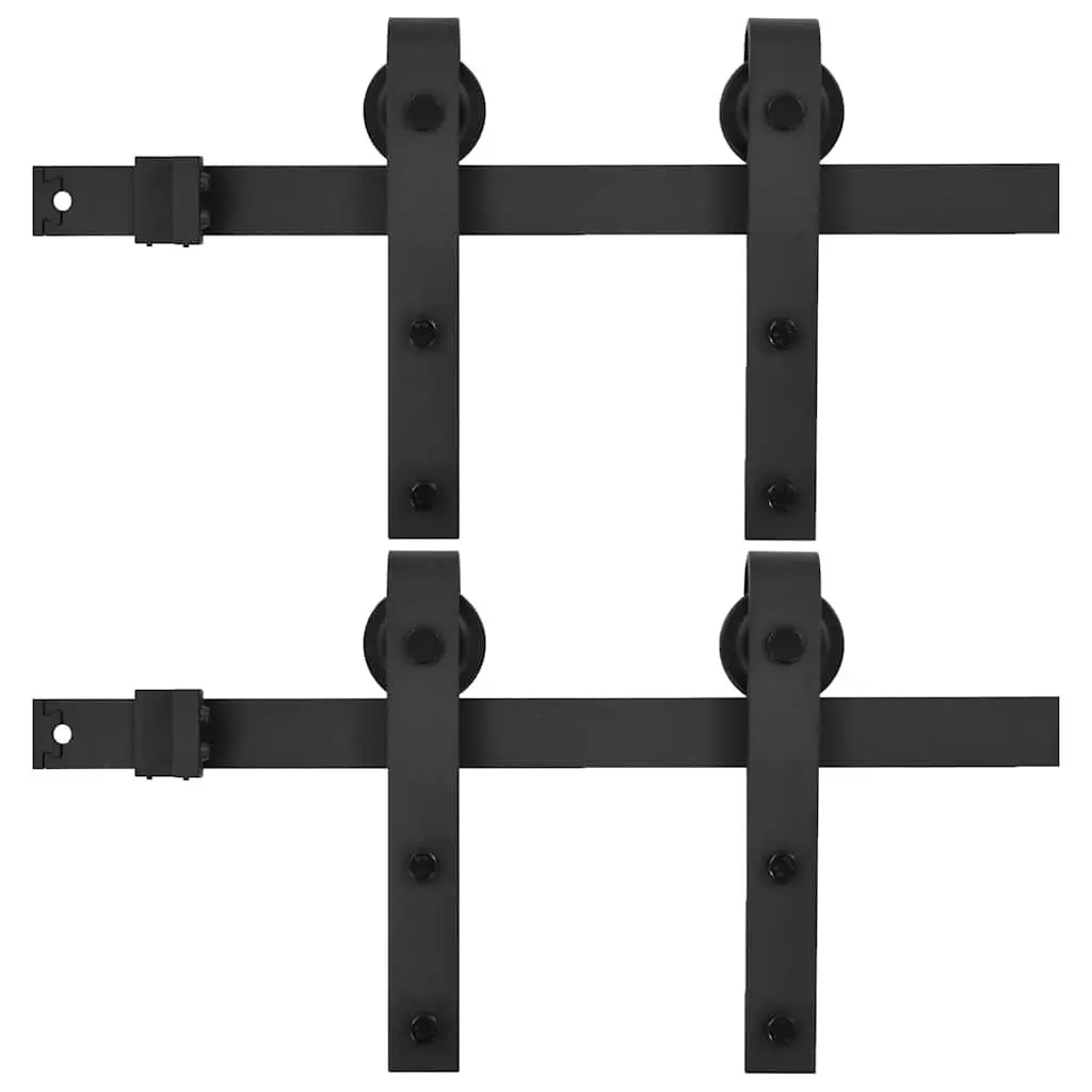Sliding Door Hardware Kit 2 Pack 200cm Track Rail Roller Set for Barn Kitchen
