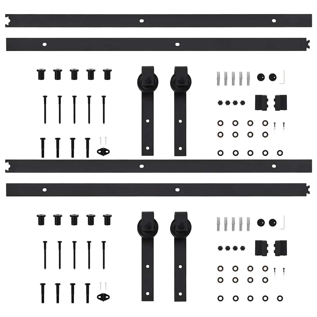 Sliding Door Hardware Kit 2 Pack 200cm Track Rail Roller Set for Barn Kitchen
