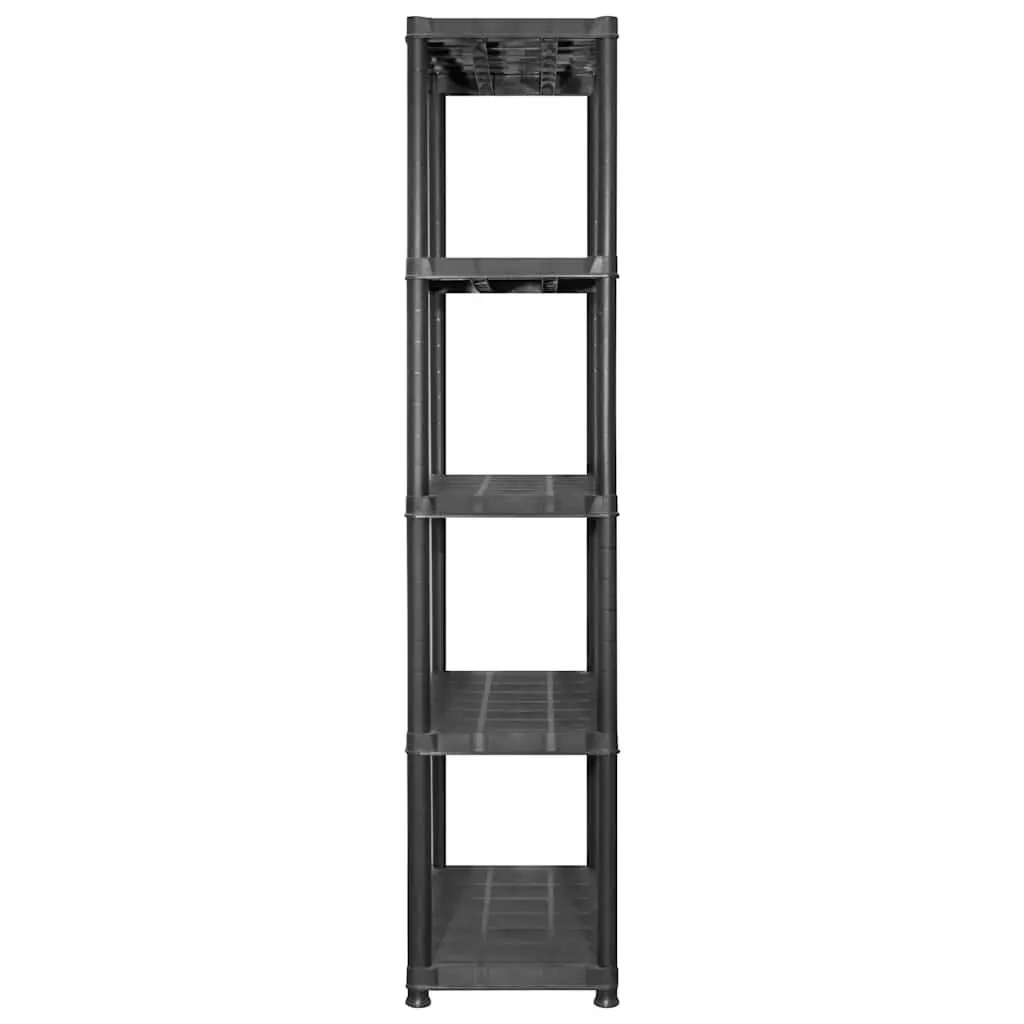 5-Tier Storage Shelf Indoor Use Black Plastic Shelving Unit