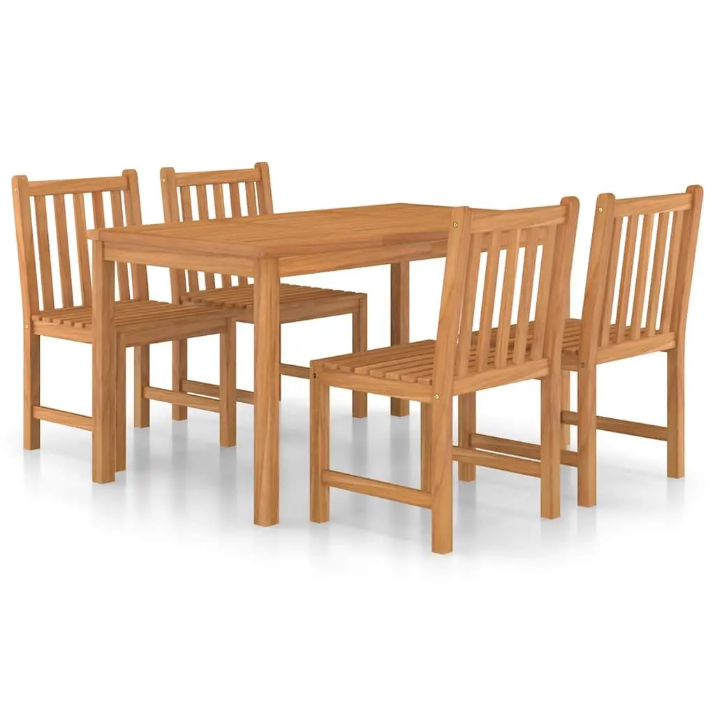 Teak Wood 5 Piece Outdoor Garden Dining Set Table and Chairs Furniture Brown