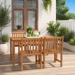 Garden Dining Set 5 Piece Outdoor Furniture Teak Wood Table Chairs Patio